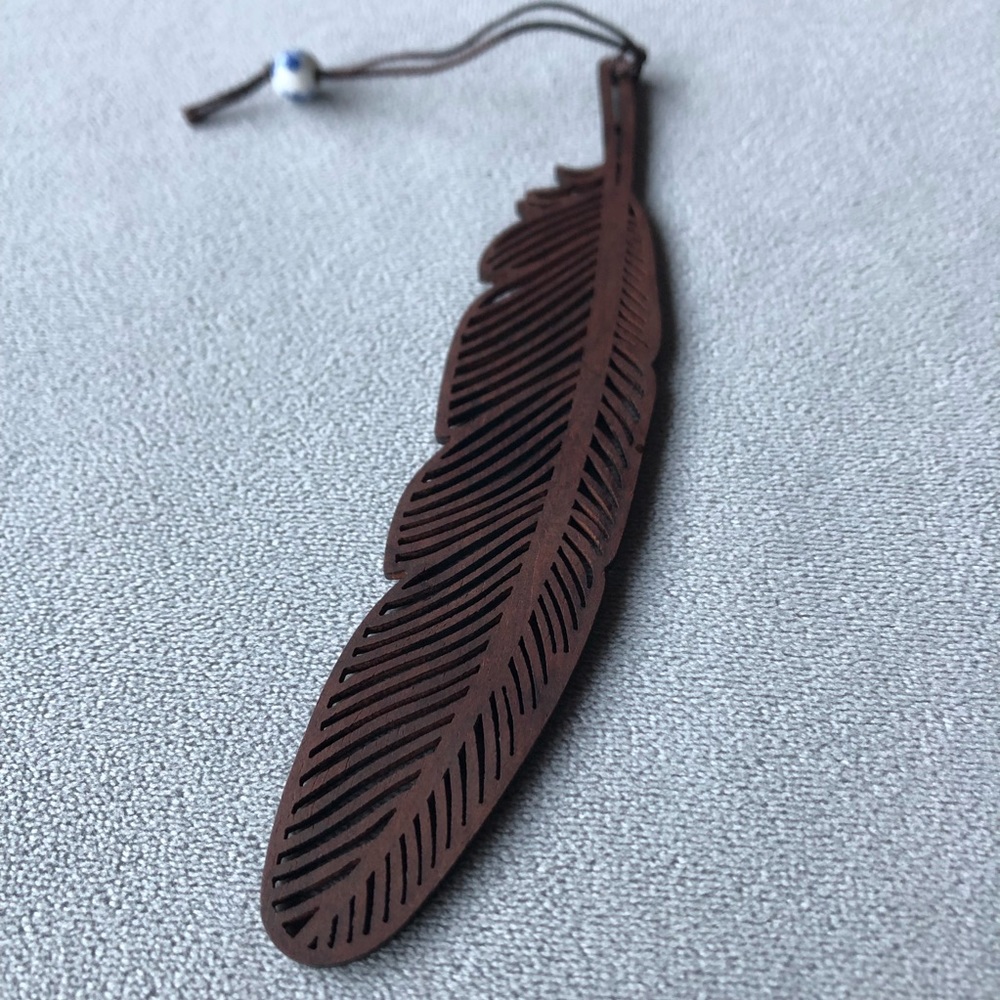 Wood Feather Bookmark ~ Red Brown ~ Brand New!